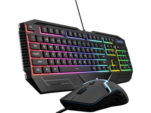 HP GK1100 (SPANISH) Mechanical Feeling Cool Exterior Waterproof 6-color Backlit LED USB Plug Wired Keyboard And Mouse Combo For Office And Game, 26...