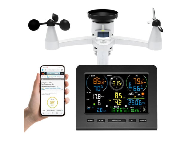 Weather Station, Weather Stations Wireless Indoor Outdoor with 7-in-1 Outdoor Sensor, Smart WiFi Weather Monitor-Rain Gauge, Wind Speed,...