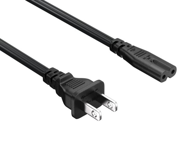 3ft 18 AWG NEMA 1-15P to Non-Polarized IEC320 C7 Power Cord, Replacement Cord for Notebook, PS5, PS4, Xbox, Printers & TVs, Black (2 Pack)