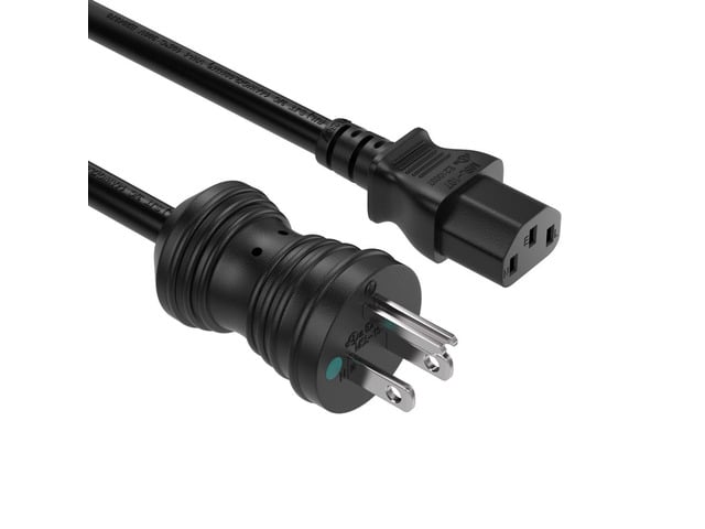 Cable Leader 3ft NEMA 5-15P to C13 Power Cord, 18 AWG SJT 10A/125V, Black - PC, Monitor & Computer AC Power Cord, UL Listed