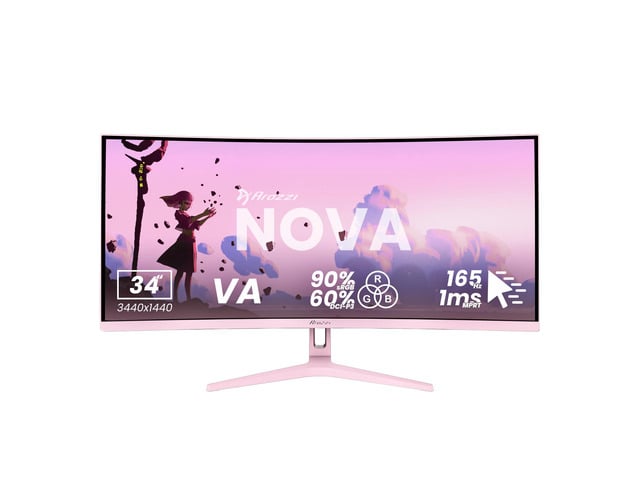 Arozzi Nova 34' Curved VA 165Hz Ultrawide Gaming Monitor - Pink