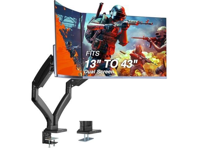 AVLT Dual 13'-43' Monitor Arm - Desk Mount for Two Flat/Curved Monitors - Full Motion Height Swivel Tilt Rotation Adjustable -...