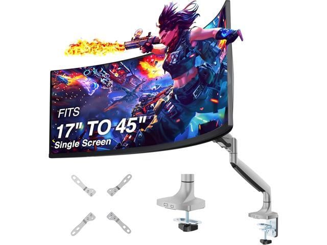 AVLT Single 17'-45' Monitor Arm Desk Mount Premium Mechanical Spring fits One Flat/Curved/Ultrawide Monitor Full Motion Height Swivel Tilt Rotation...