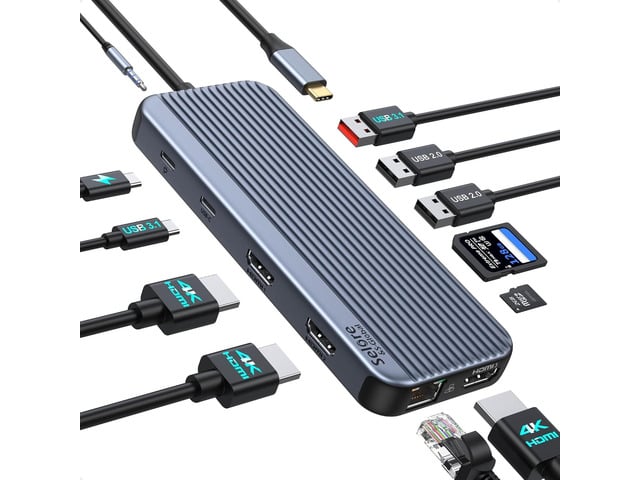 USB C Docking Station 3 HDMI, Docking Station 3 Monitors,12 in 1 Docking Station Dual Monitor, Laptop Docking Station Triple HDMI with 10Gbps USB...