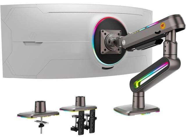 NB Designer Gaming Monitor Arm for 32 to 60 Inches Screen, Load up to 20 kg, VESA 75/100, RGB-Light, Heavy Duty, Multi Angle Adjustable, Premium...