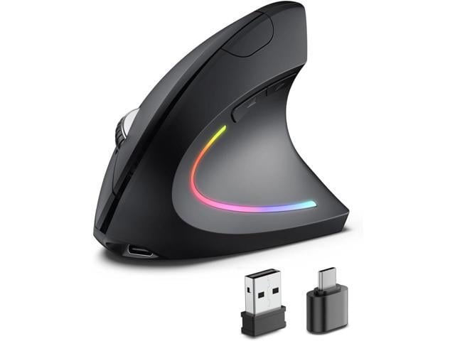 Ergonomic Wireless Rechargeable Mouse, Bluetooth+USB A+Type C(3 in 1) Connection, 5 Levels Up to 4800 DPI, 6 Silent Buttons, 2.4GHz Carpal Tunnel...