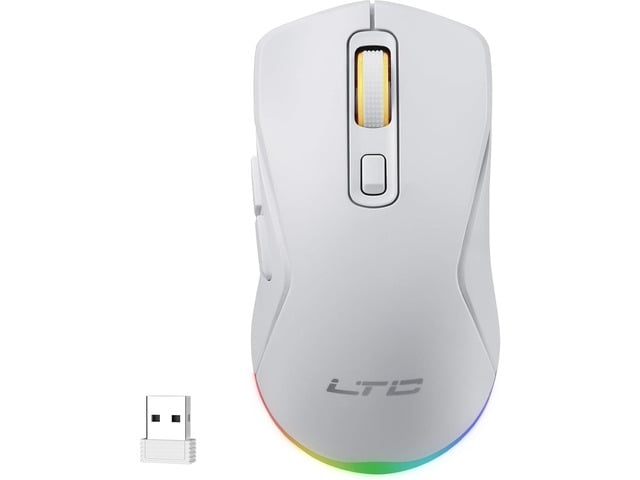 LTC GM025 Tri-Mode Wireless Gaming Mouse,12000 DPI PAW3311 Sensor, Ergonomic Mouse 2.4Ghz/BT/Wired, 6 Programmable Buttons, Customizable RGB...