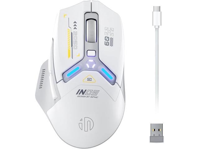 INPHIC IN9 Wireless Gaming Mouse, True Tri-Mode Bluetooth/Type-C Wired/2.4G Wireless Connection, 10000 DPl, Fully Programmable, RGB Backlit, for...