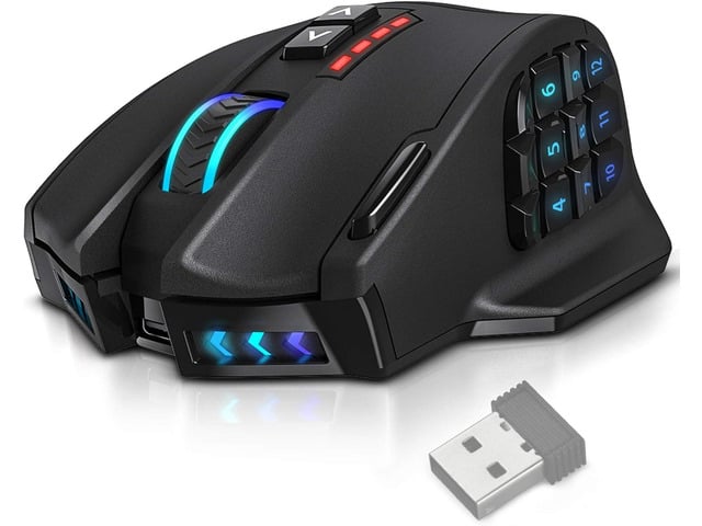 UtechSmart Venus Pro RGB Wireless MMO Gaming Mouse, 16,000 DPI Optical Sensor, 2.4 GHz Transmission Technology, Ergonomic Design, 16M Chroma RGB...