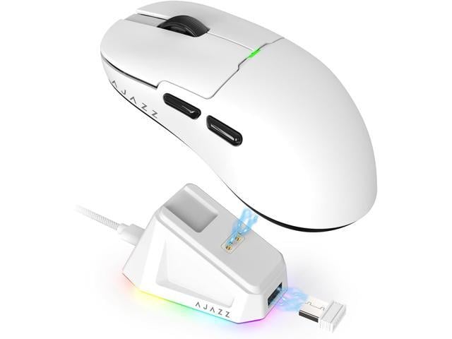 Ajazz AJ159 Dual Mode 2.4G/USB-C 56g Lightweight Gaming/Office Mouse with PAW3395 Sensor, 5 Programmable Buttons Up to 26KDPI with Magnetic...