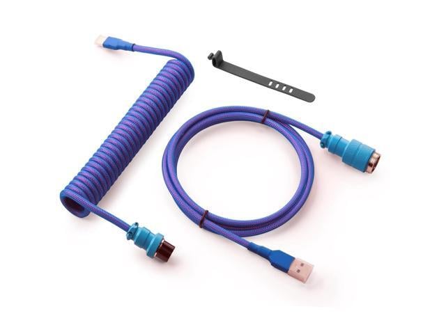 GUNMJO Pro Custom Coiled USB C Cable for Gaming Keyboard, Double-Sleeved Mechanical Keyboard Cable with Detachable Metal Aviator, 1.5M USB-C to...