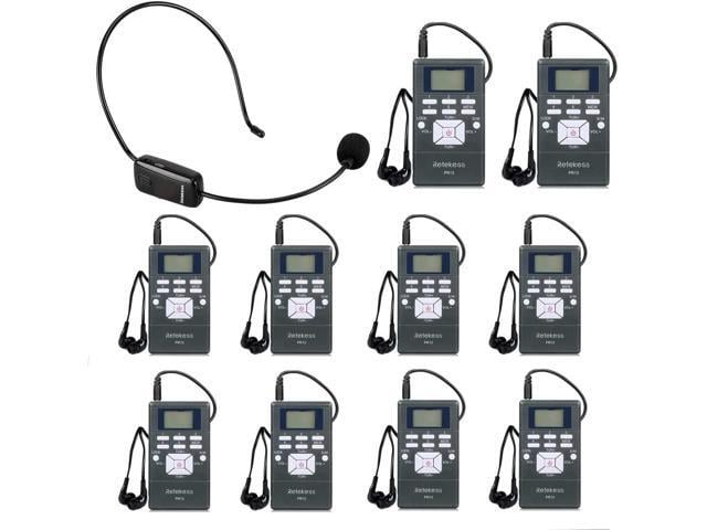 Retekess Church Translation System with 1 TR503 FM Transmitter Headset and 10 PR13 FM Radio Receivers, Listening System for Factory Museum School...