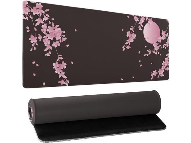 Sakura Cherry Blossom Extended Gaming Mouse Pad Non-Slip Rubber Base Pink Large Mousepad 31.5x11.8in with Stitched Edge Waterproof Flower Keyboard...
