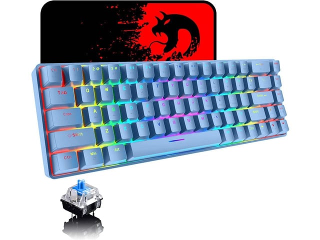 65% Wired Gaming Mechanical Keyboard and Mouse Combo, Mini 68 Keys, RGB Backlight, Lightweight RGB Optical Mouse,Mouse Pad Compatible with...