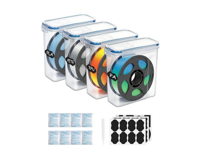 Filament Storage Box 4 Pack for 3D Printer Filament Storage Container Portable with Desiccants and Label Water-Proof Dust-Proof for 1.75mm Filament...