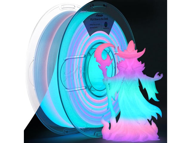 AMOLEN PLA Filament Glow in The Dark, Rainbow 5M Pink, Purple, Green, Blue, Multicolor Fast Change 3D Printer Filament 1.75mm, Best with UV Lamps,...