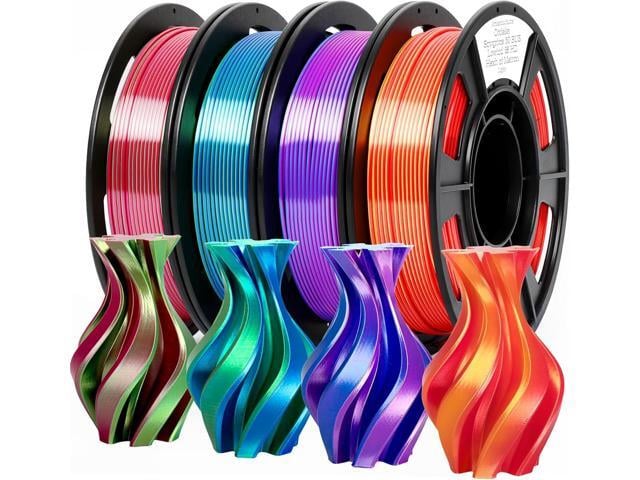 Epelay 3D Printing Filament Bundle, Silk PLA Printer Filament 1.75mm, Shiny Dual Color Change, Neatly Wound Bundle, 4 x 250g Spools for FDM Printers