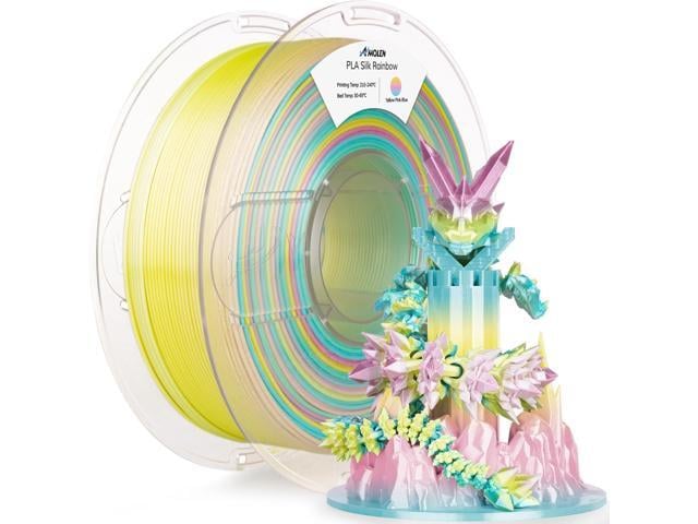 AMOLEN Silk PLA 3D Printer Filament, Shiny Multicolor Rainbow PLA Filament 1.75mm, Fast Gradient Color Change PLA 3D Printing Filament for Most FDM...