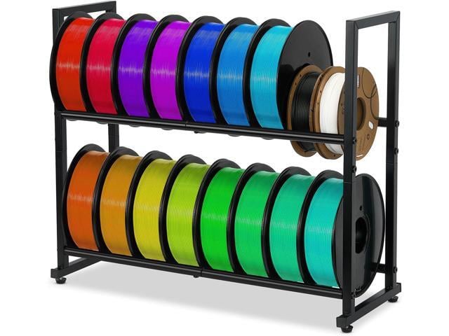 ikkle 3D Printer Filament Storage Rack - Tabletop Heavy Duty Filament Spool Holder Stand, 2 Tier Metal Shelf Organizer for PLA, ABS, TPU, Nylon -...