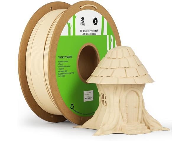 kexcelled Wood PLA Filament 1.75 mm Birch, Real Wood PLA 3D Printer Filament, Real Natural Wood Fiber, Dimensional Accuracy +/- 0.03 mm, 1 kg Spool...