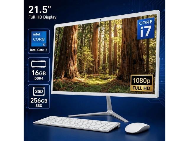 Intel All-in-One Desktop 21.5 FHD Display, Intel Core i7 Processor Up to 3.3GHz, 16GB RAM 256GB SSD, Windows 10 with Keyboard and Mouse