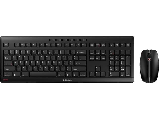 CHERRY Stream Desktop - Wireless Keyboard and Mouse Combo - US Layout - QWERTY Keyboard - Black