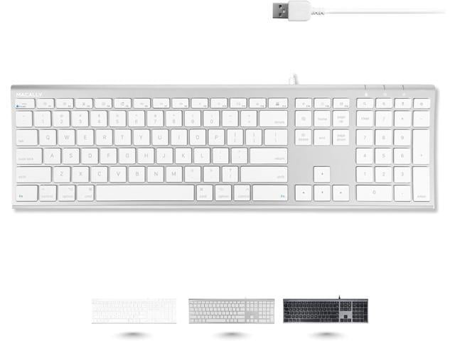 Apple Macally Ultra Slim USB Wired Computer Keyboard - Compatible Apple Keyboard or Windows - Full Size with 20 Mac Keyboard Keys -with Numeric Keypad -...
