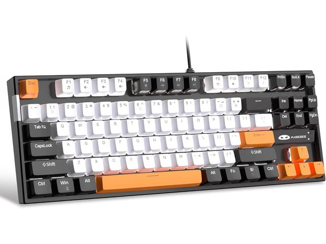 MageGee 75% Mechanical Gaming Keyboard, Yellow Switch, LED White Backlit, 87 Keys Compact TKL Wired Computer Keyboards for Windows Laptop PC Gamer...