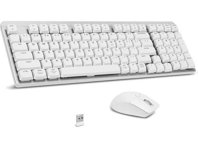LeadsaiL FA98 Wireless Mechanical Keyboard and Mouse, 2.4Ghz Cordless Mechanical Keyboard and Silent Mouse, Low-Profile Red Switch, 98-Key Compact...