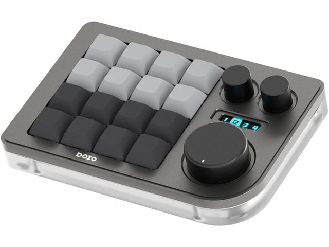 KEEBMONKEY Megalodon Triple Knob Macro Pad Programmable Designer Mini Keyboard 16 Keys (Grey)