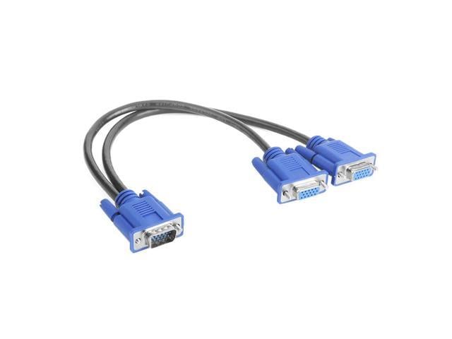 VGA Splitter Cable 1 Computer to Dual 2 Monitor Male to Female Adapter Wire