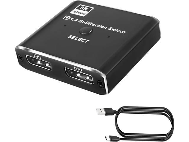 2X1 1X2 Displayport Bi-Direction Switch 8K@60Hz 4K@120Hz Manual DP Bidirectional Switcher 2 in 1 Out For PC Monitor Projector TV