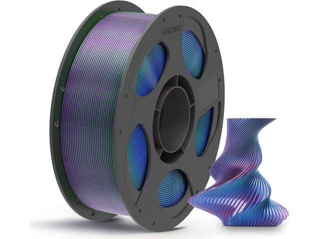ANYCUBIC Silk Tri Color Pla Filament, 3-in-1 Chrome Coextrusion Color Change 3D Printer Filament 1.75mm Dimensional Accuracy +/- 0.02mm, Silk...