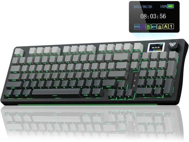 AULA S98 Pro Wireless Mechanical Keyboard with Screen & Knob,2.4GHz/USB-C/BT5.0 Hot Swappable Creamy Keyboard,Pre-lubed Linear Switches,Side...