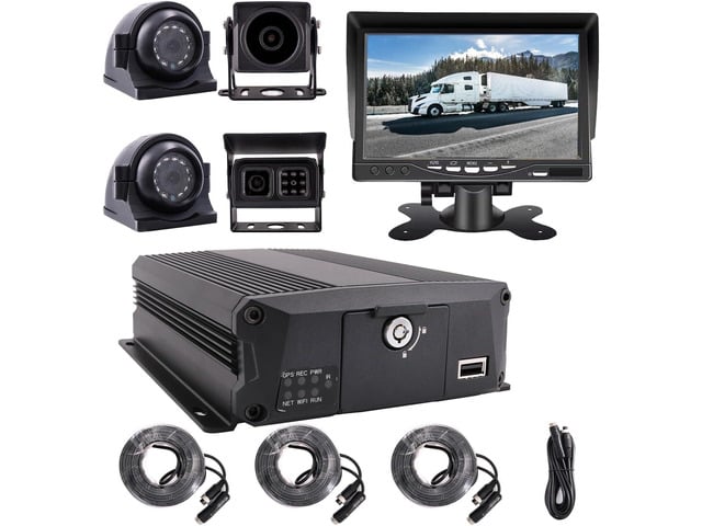 4-CH 1080P Mobile Vehicle Bus CCTV DVR Video Recorder Kit with Night Vision Waterproof Side Front Rear View Car Camera 7 inches IPS Monitor for...