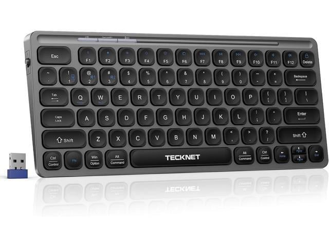 TECKNET Wireless Bluetooth Keyboard, Slim Rechargeable Keyboard (2.4G+BT 5.0), Multi-Device Easy-Switch, Quiet Typing, Silent Mini Portable...