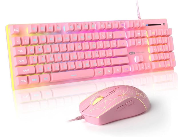 MageGee GT838 Gaming Keyboard and Mouse Combo, 104 Keys RGB Backlit Quiet Wired Keyboards for Laptop PC MAC, with Number Pad, Metal Panel,...