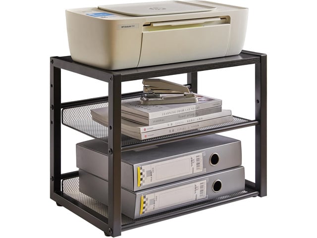 YMYNY Desktop Printer Stand, 3 Tiers Desk Organizer with Adjustable Storage Shelves, Multi-Purpose Printer Shelf for Home Office, Fax Machine,...
