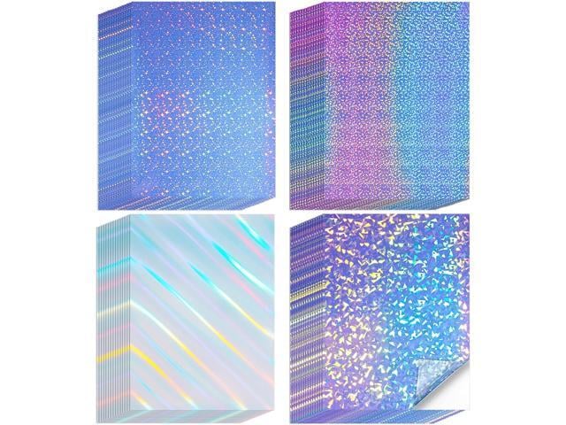 60 Sheets Printable Holographic Laminate Sheets Vinyl Sticker Paper Printable Holographic Sticker Paper for Inkjet/Laser Printer Waterproof with...