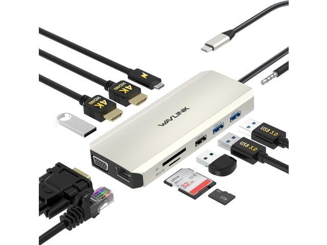 Dell USB C Docking Station Dual Monitor for Dell/HP/Lenovo Laptop Triple Display USB-C Hub Multiport Adapter Dongle with 2 HDMI, VGA, Ethernet,100W...