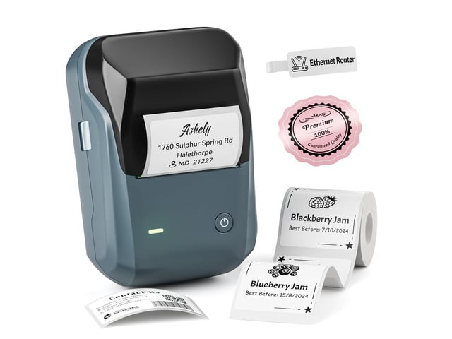 B1 Label Maker Machine with Tape, 2Inch Thermal Label Printer, Blue Portable, Bluetooth, Multiple Templates App, for Home, School, Office, Small...