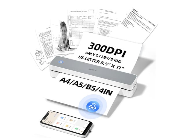 Portable-Printer Wireless for Travel,300DPI Inkless Thermal Small Printers for Home Use,Office,Vehicles,Mobile Bluetooth Printer Supports 8.5' x...