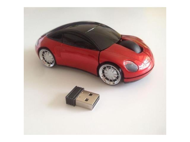 2.4G Wireless Mouse Car Mouse Car Shape Ergonomic Optical Cordless Mice with USB Receiver Mause for PC Office Red