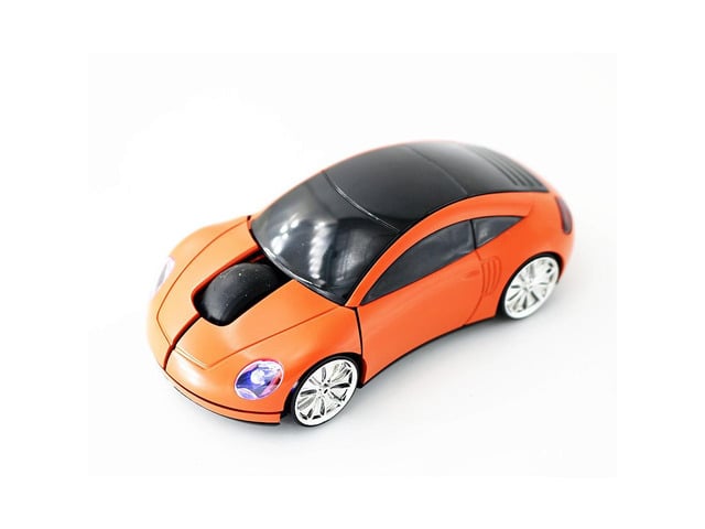 2.4G Wireless Mouse Car Mouse Car Shape Ergonomic Optical Cordless Mice with USB Receiver Mause for PC Office Orange