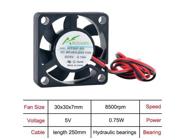 ACP3007 3cm 30mm Fan (30x30x7mm), DC5V 2-pin Miniature Ultra-thin Cooling Fan, suitable for printers and routers.