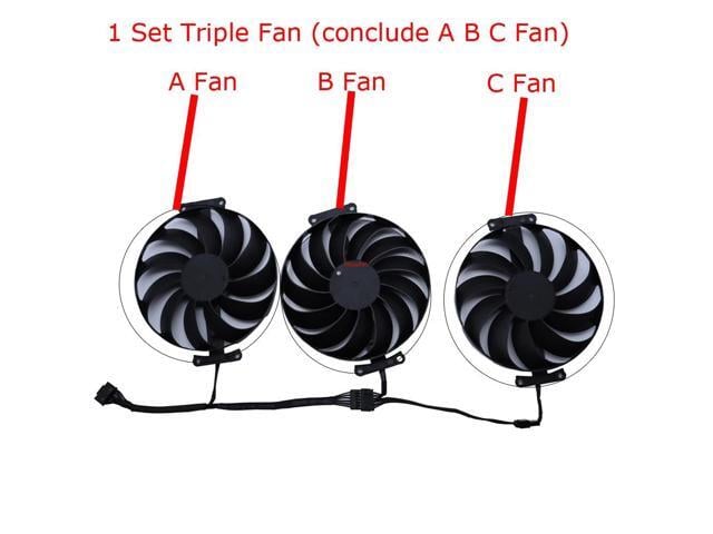 Graphics card fan/VGA cooler suitable for RX 6800XT 16G GAMING, RX6900XT 16G, and RX 6700 XT 12G, model: CF1010U12S (three fans, A, B, and C).