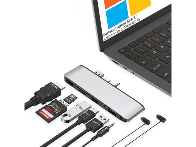 Surface Laptop 6/5/4/3 Hub Docking Station, USB-C Hub with 4K@30Hz HDMI, 2xUSB 3.0, USB-C, SD/TF Card Slot, 3.5mm Audio for Surface Laptop...