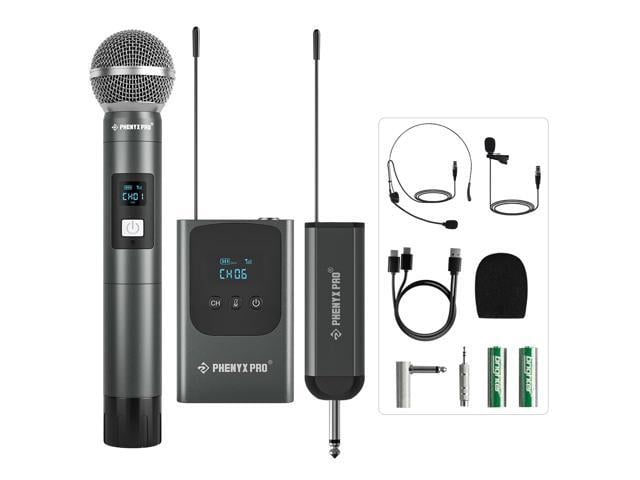 Dual UHF Digital Handheld/Headset Microphone System PDP-2-1H1B 1 Handheld Mic, 1 Bodypack, Mini Receiver, 2 x 15 Frequencies, Headset/Lapel Mic,...