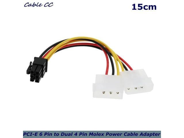 PCI-E 6 Pin to Dual 4 Pin Molex Power Cable Adapter Graphics Card Power Supply Adapter Female to Male Converter Cable, 15cm