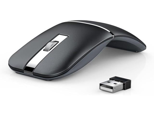 WFB 180° Flip Ultra-Thin Wireless Mouse, Bluetooth 5.0 & 2.4GHz Rechargeable Silent Travel Mouse, Ergonomic Rotatable Design for Laptop, PC,...